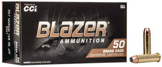 CCI Blazer Brass .357 Magnum 158gr Jacketed Hollow Point Ammo features a reliable feed and consistent performance, comes in a box of 50.